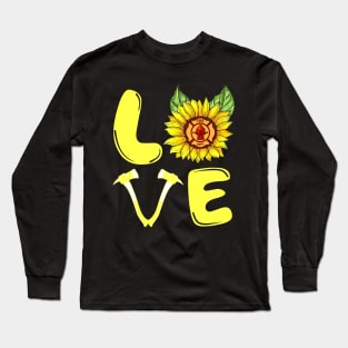 Sunflower Firefighter Love Gift Funny Long Sleeve T-Shirt